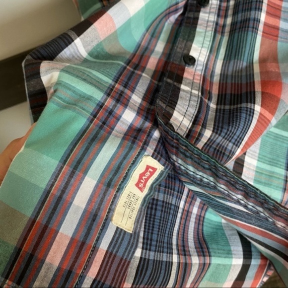 LEVI’S mens western bohemian boho plaid casual bottom down shirt size Large - Picture 5 of 10
